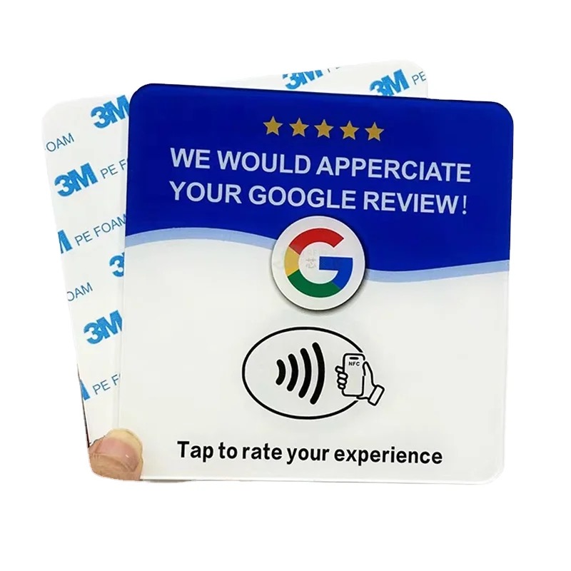 NFC review plate with 3M adhesive backing
